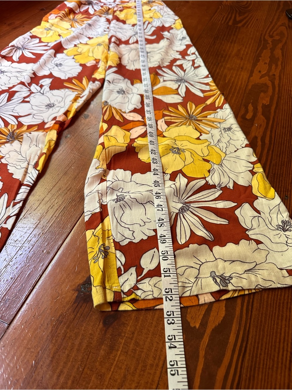 Floral Spaghetti-Strap Wide-Leg Jumpsuit - Brown & Yellow - Picture 4 of 7